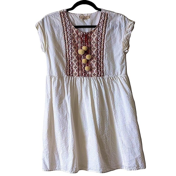 CHELSEA & Violet Embroidered Pom Pom Tie Dress XZ - Picture 2 of 7